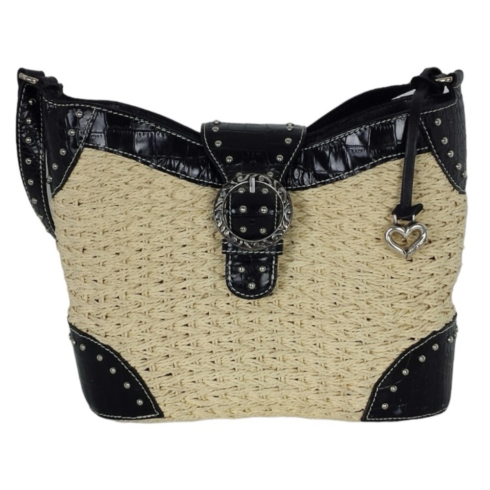 Brighton Studded Straw Satchel